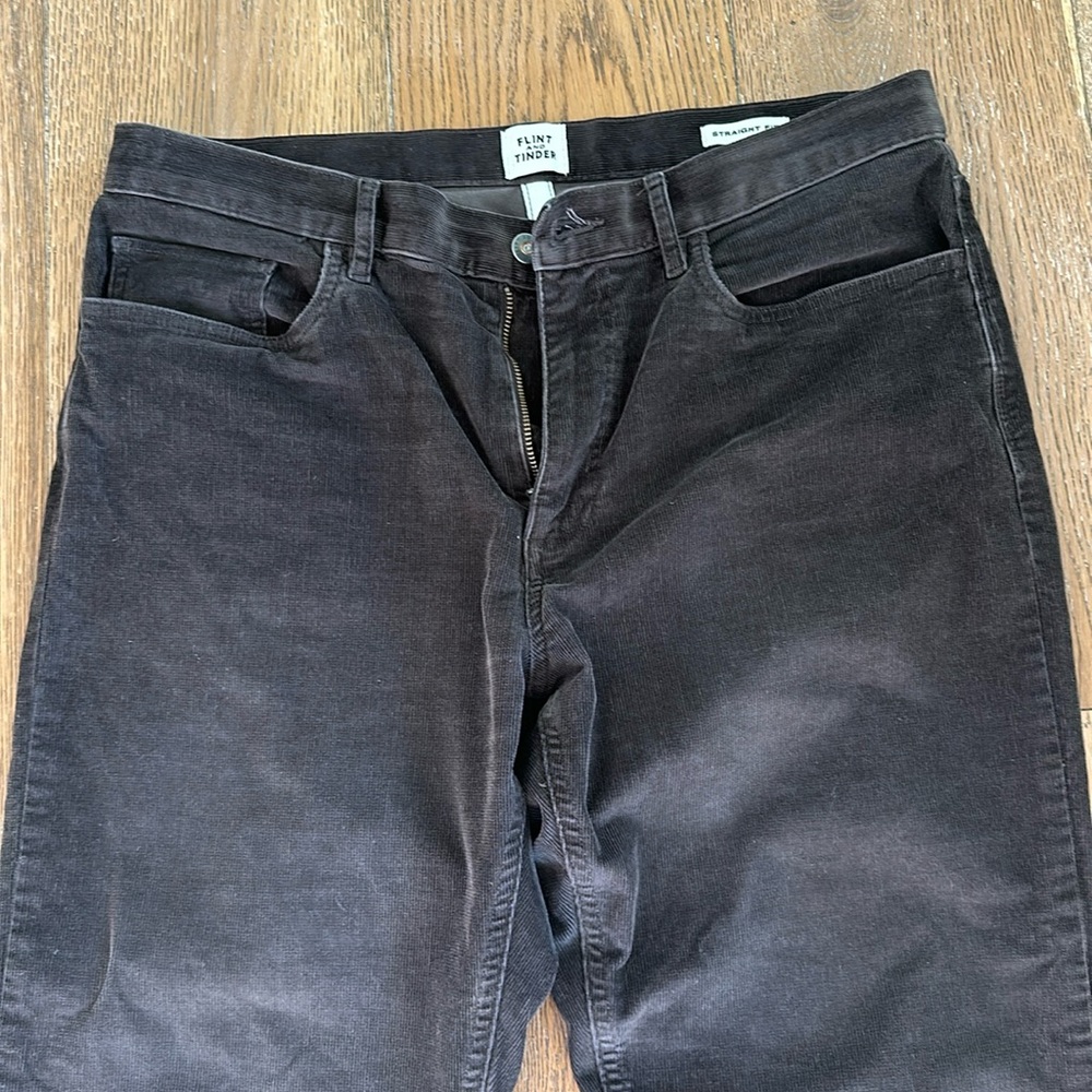 Huckberry brown corduroy by Flint & Tinder. Straight fit